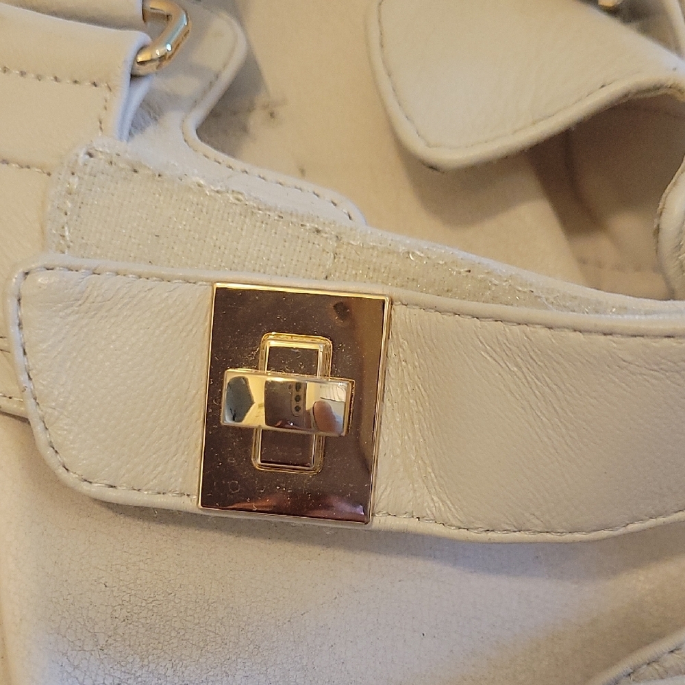 Steve Madden Cream Sandals with Gold Accent - Picture 3 of 8